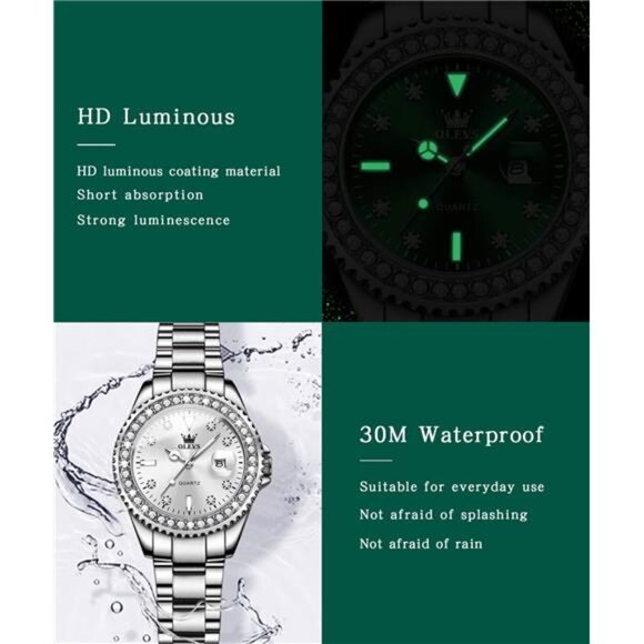 Elegant Women\'s Diamond Analog Quartz Watch - Two-Tone Stainless Steel